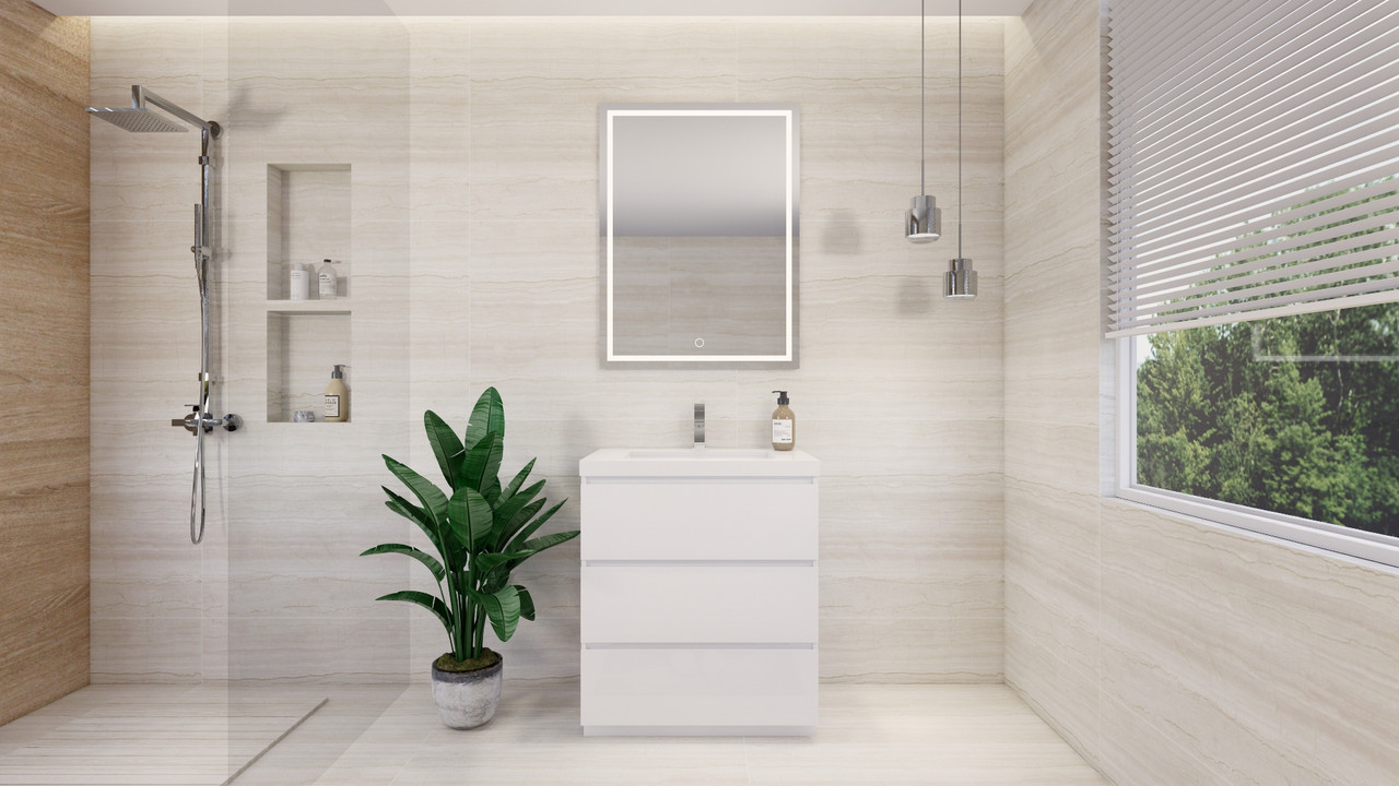 Angeles 30" Modern White Freestanding Vanity | Moreno Bath White Vanities