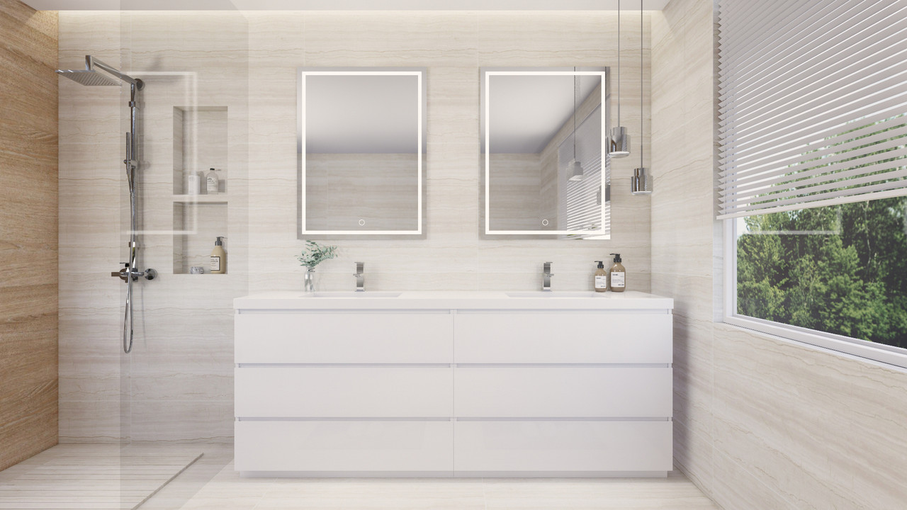 Angeles 84" Freestanding White Vanity | Moreno Bath White Freestanding Vanities