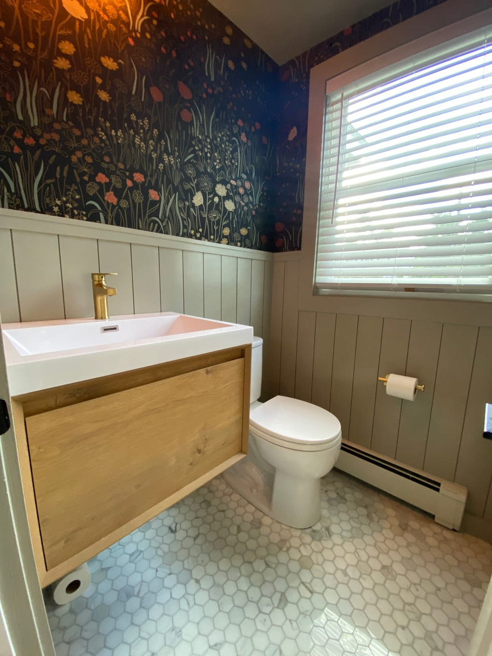 Bella 24" Floating Small Powder Room Bathroom Vanity in White Oak | Moreno Bath Floating Vanities Showroom Los Angeles