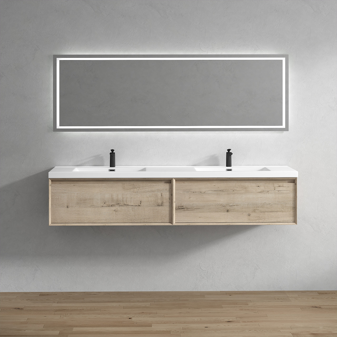 Bella 84" Light Grey Vanity in French Oak | Moreno Bath Light Grey Bathroom Vanities