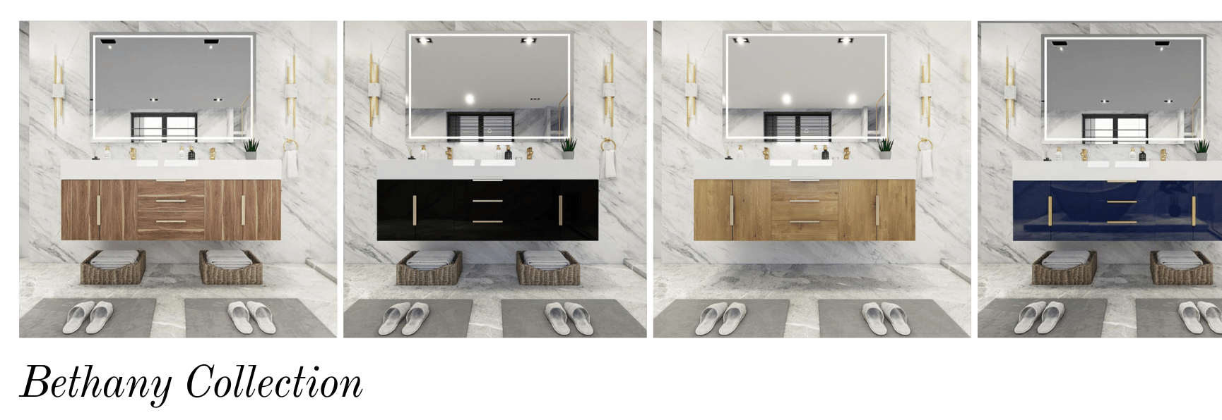 Bethany Floating Vanity Collection by Moreno Bath Modern Midcentury Art Deco Eclectic Bathroom Vanities