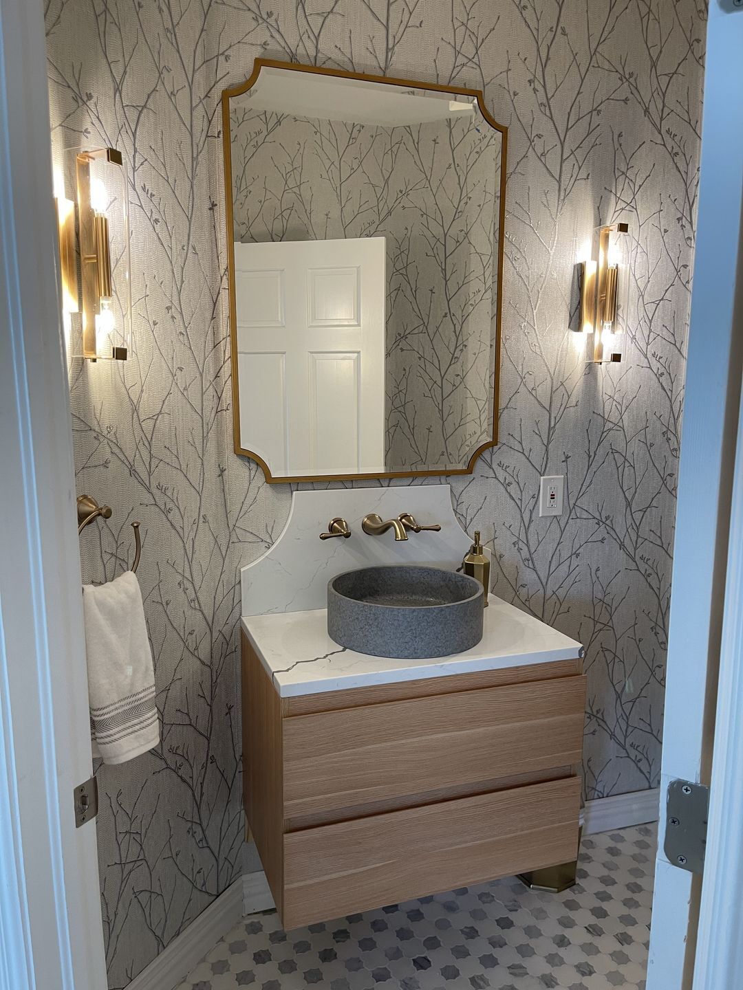 Bohemia 30 Inch Floating Powder Room Vanity in Champagne Oak by Moreno Bath Vanities