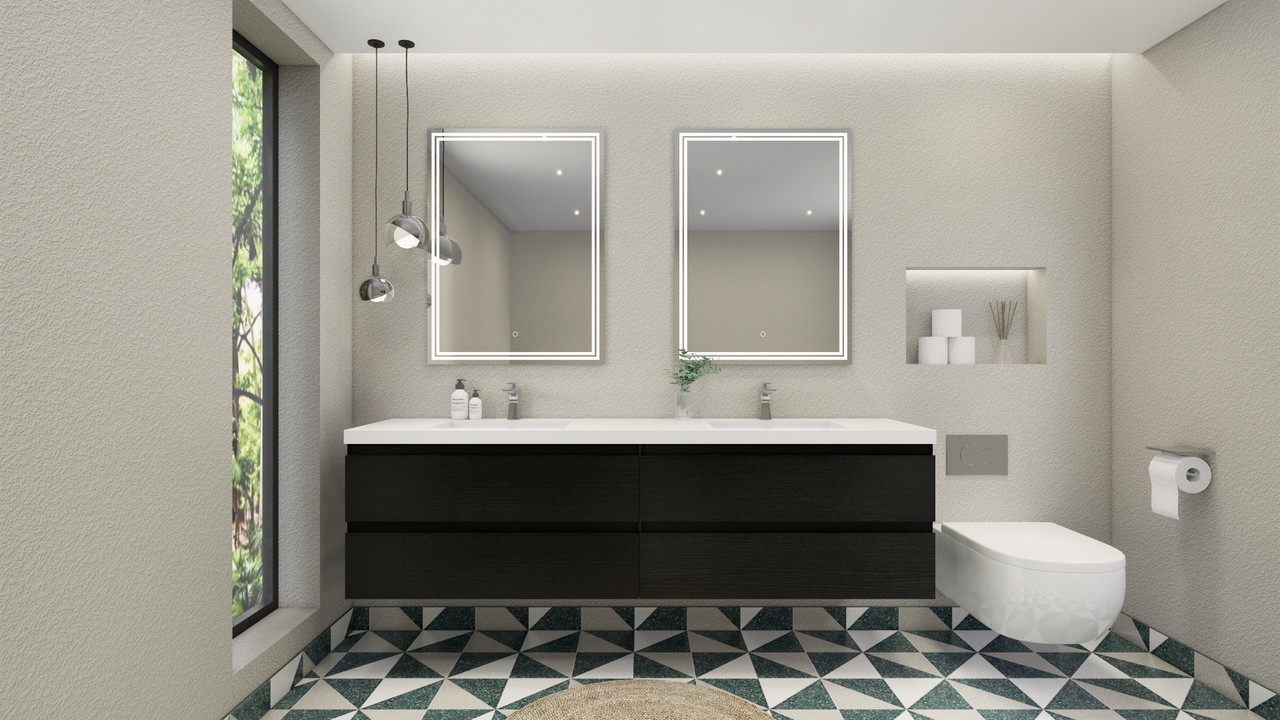 Bohemia 84" Floating Bathroom Vanity in Matte Black | Moreno Bath Matte Black Vanities