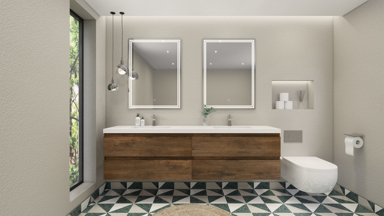 Bohemia 84 Inch Floating Bathroom Vanity in Rosewood by Moreno Bath Bathroom Vanities Black Friday Sale 2025 V2