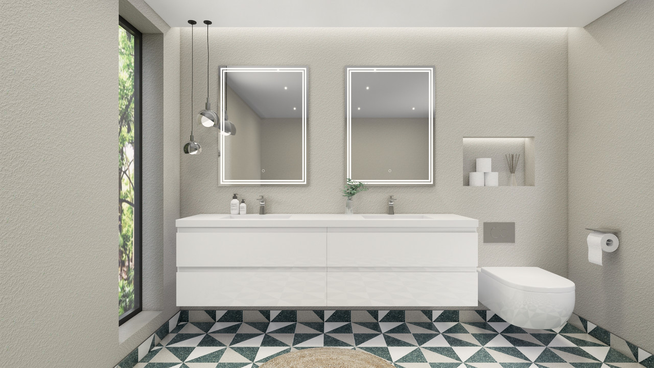 Bohemia 84" Gloss White Vanity | Moreno Bath Modern White Vanities