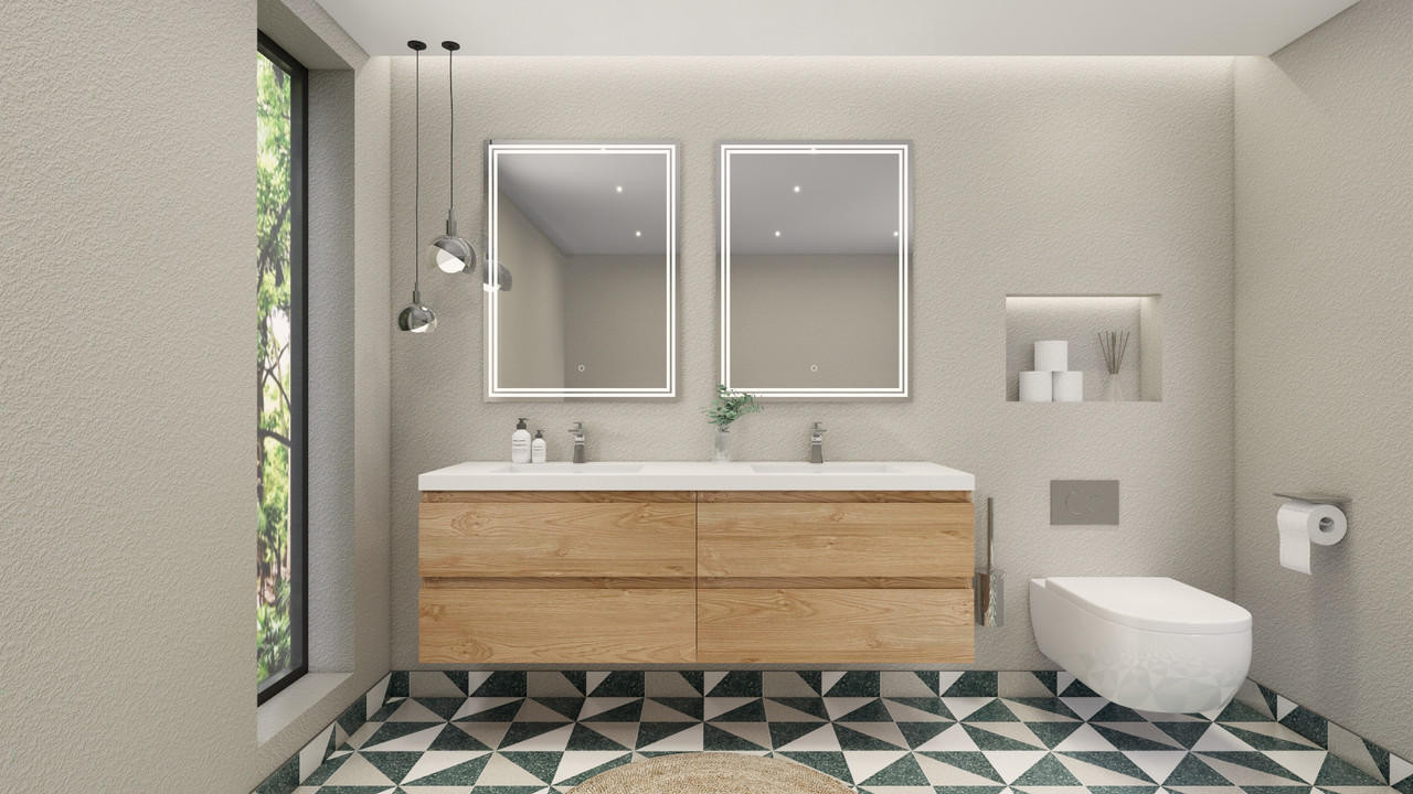 Bohemia Lina 72" Floating Vanity in New England Oak | Moreno Bath Floating Oak Vanities