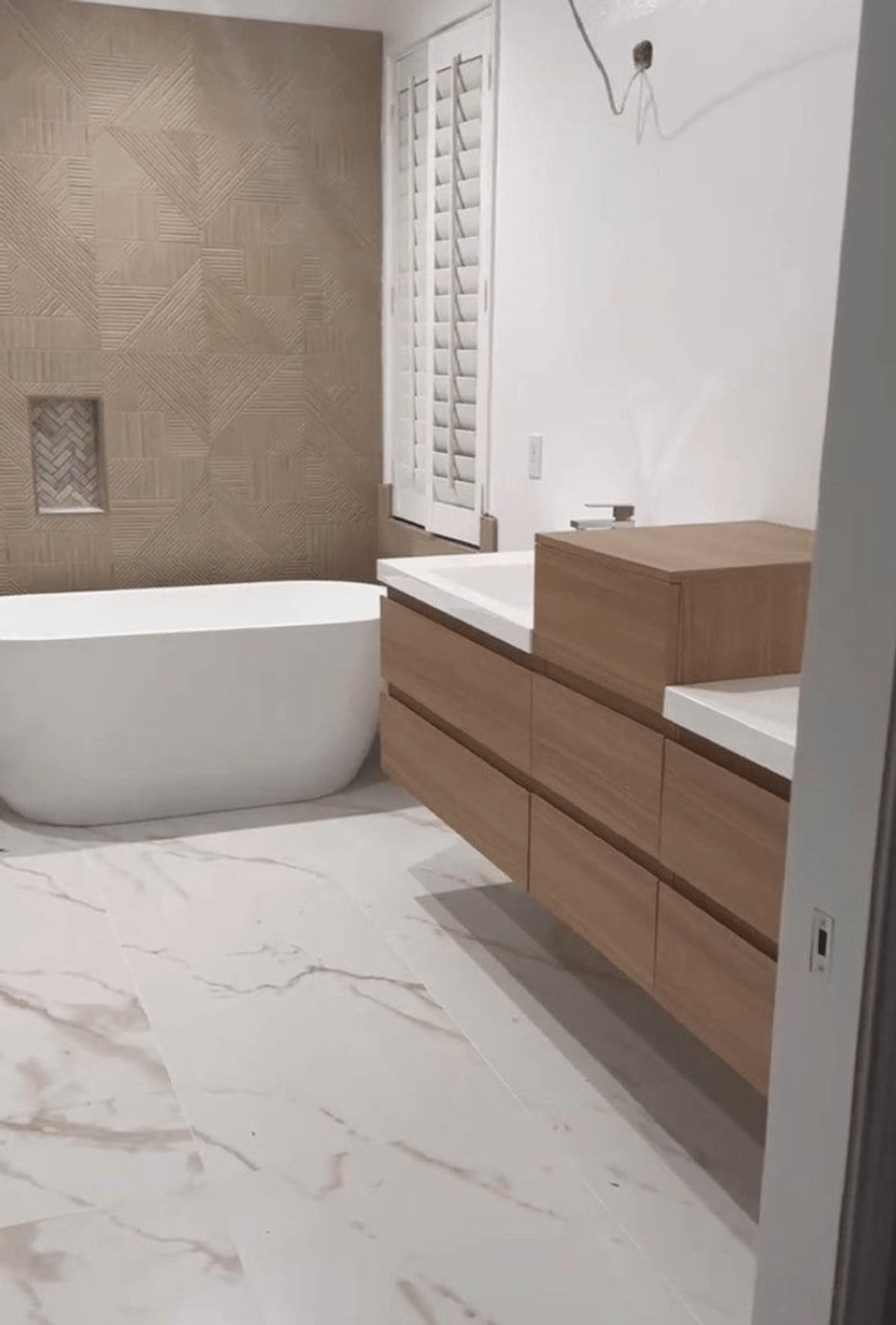 BOW 80 Inch Floating Bathroom Vanity with Floating Linen Side Cabinet in Rosewood by Moreno Bath Vanities - Black Friday - CP V1.2