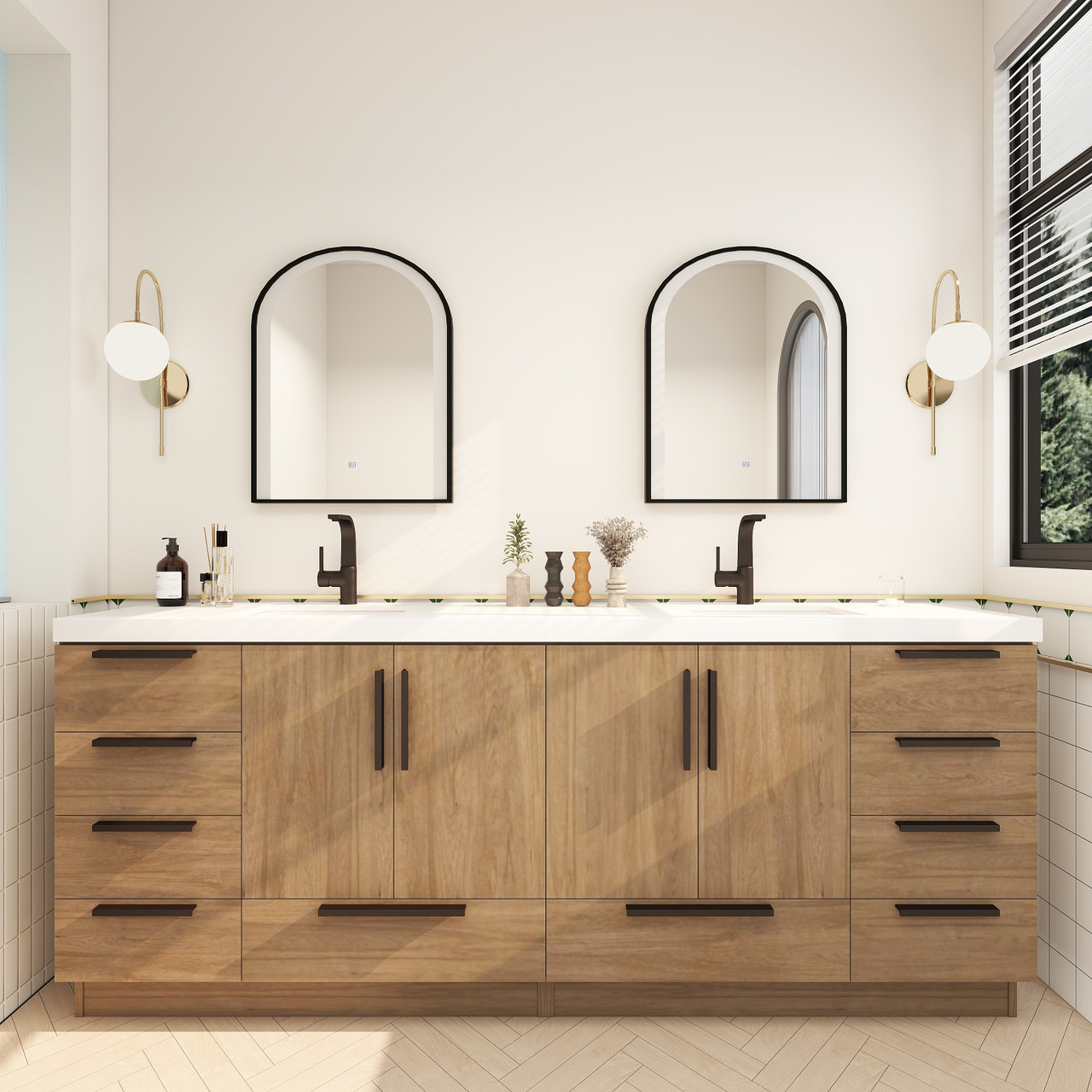 Carla 84" Inch Freestanding Vanity by Moreno Bath in French Oak