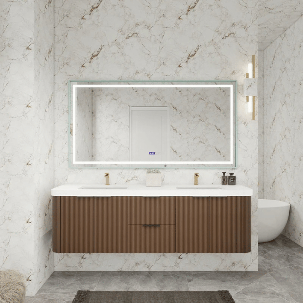 Celine 72 Inch Fluted Floating Bathroom Vanity in White Oak by Moreno Bath Bathroom Vanities V1 Celine 72 Inch Fluted Floating Bathroom Vanity in White Oak by Moreno Bath Bathroom Vanities V1