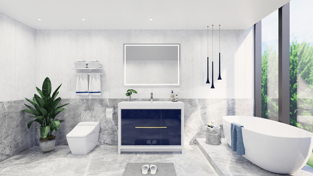 Dolce 48 Inch Freestanding Bathroom Vanity in Night Blue V1