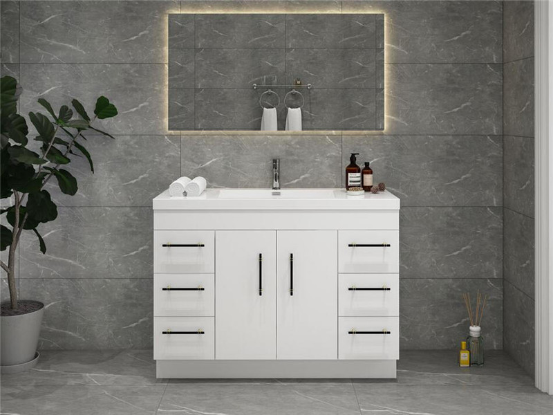 ELSA 48" FREESTANDING VANITY WITH REINFORCED ACRYLIC SINK in Gloss White