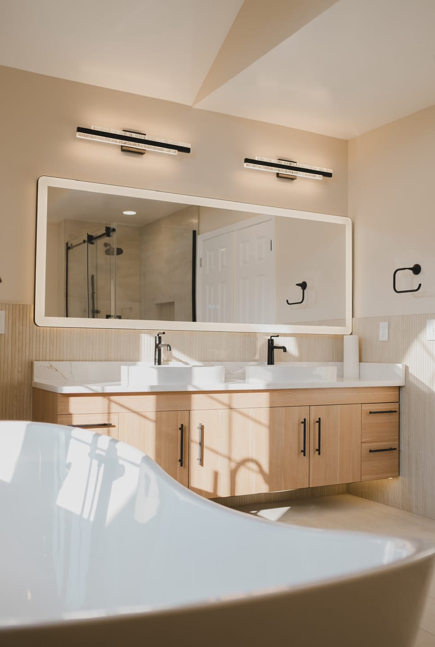 Elsa 84 Inch Floating Vanity in Champagne Oak by Moreno Bath Vanities