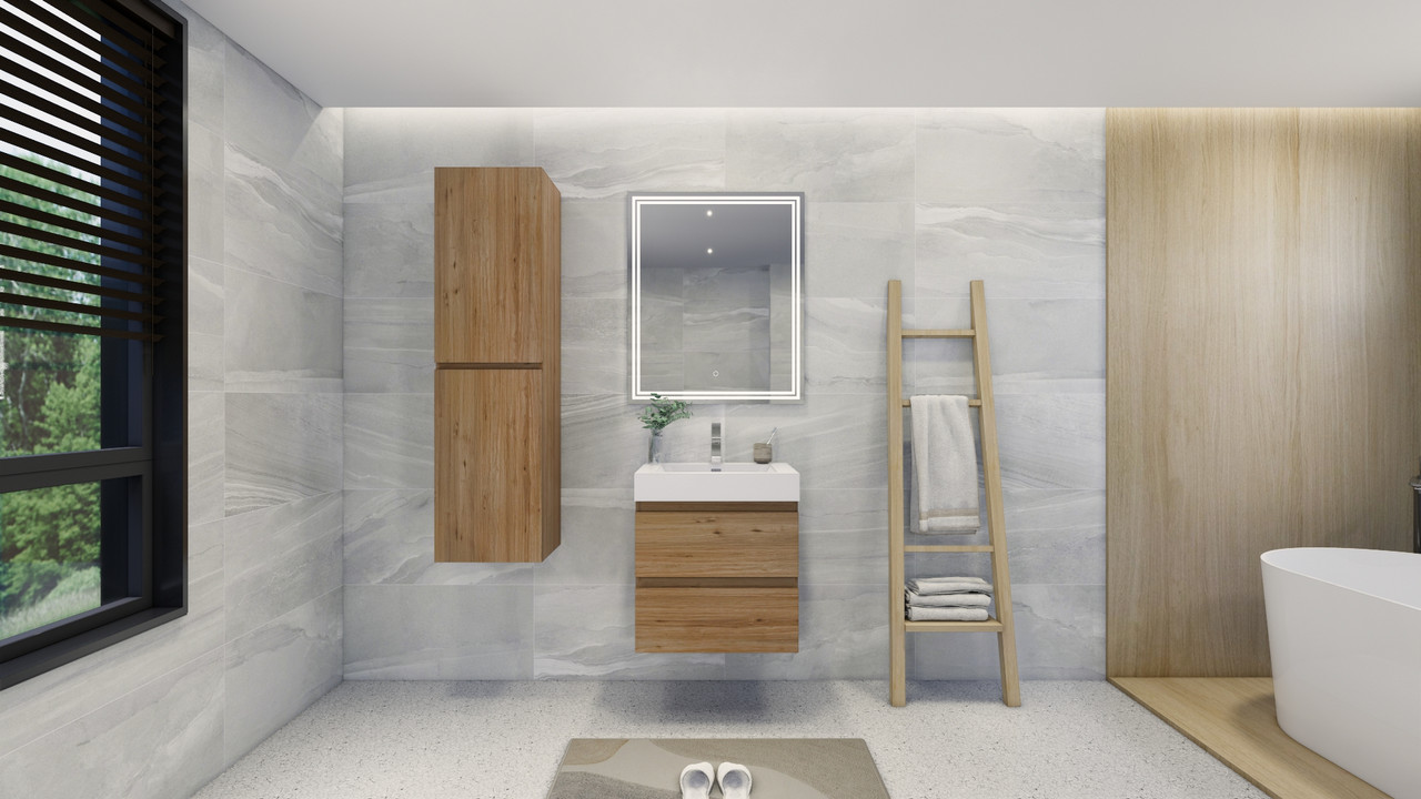 Fortune 24" Inch Floating Bathroom Vanity in Natural Oak | Moreno Bath Modern Floating Vanities in Oak