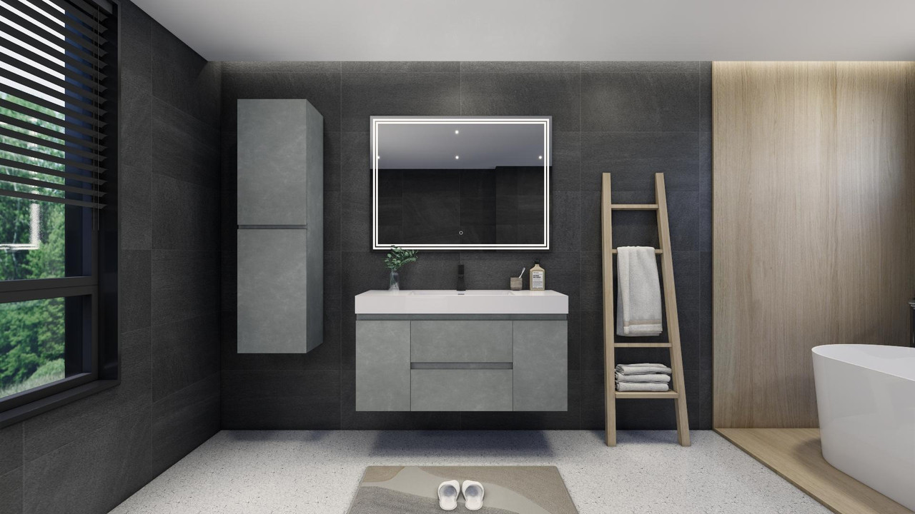 Fortune 48 Inch Floating Vanity Collection in Cement Gray | Moreno Bath Wall-Mounted Vanities Black Friday & Cyber Monday Sale 2023