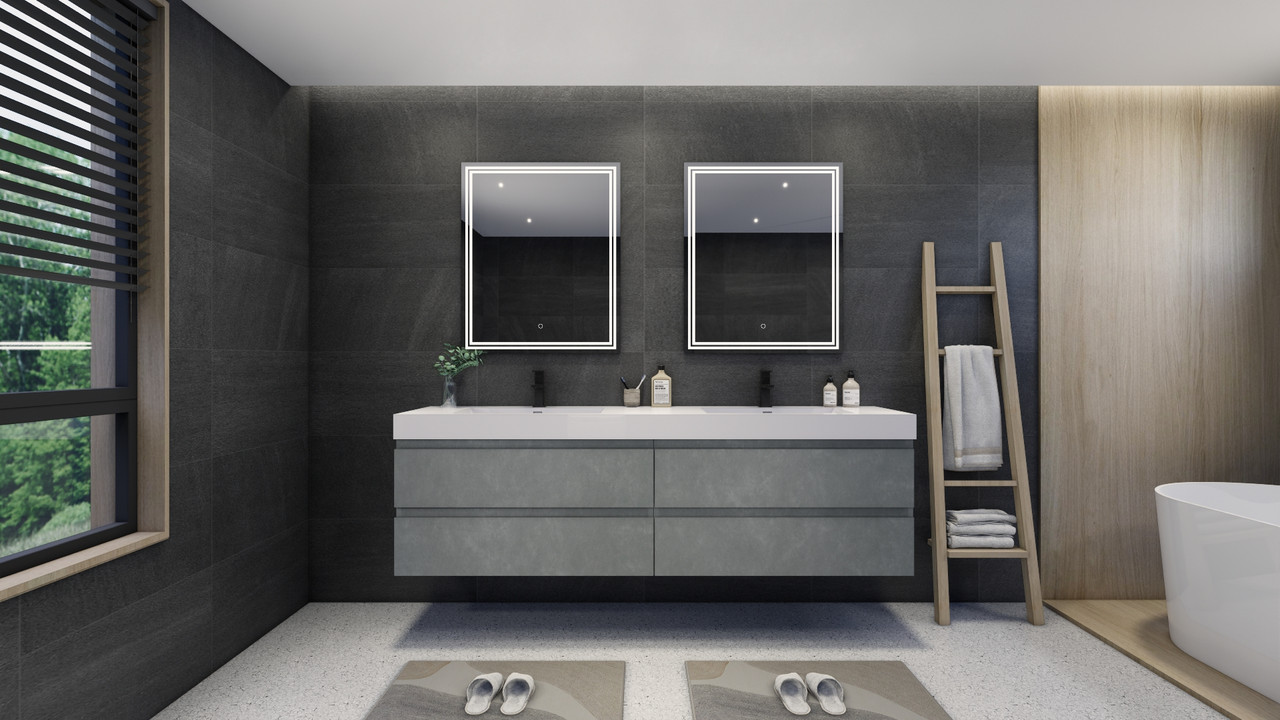 Fortune 84" Floating Vanity in Matte Concrete Gray | Moreno Bath Matte Grey Vanities