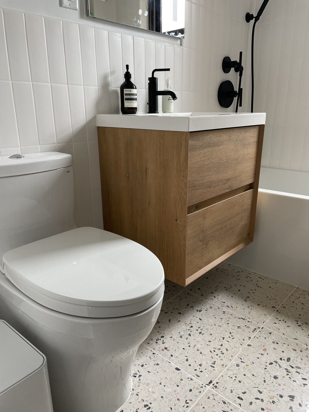 Kingdee 24" Inch Small Bathroom Floating Vanity in White Oak | Moreno Bath Modern Powder Room Vanities