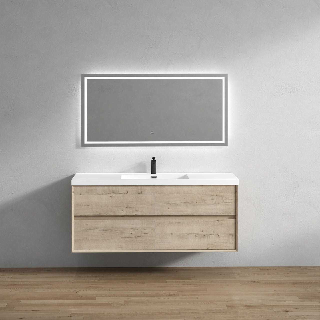 Kingdee 60" Floating Bathroom Vanity in Light Oak | Moreno Bath Modern Coastal Bathroom Vanities