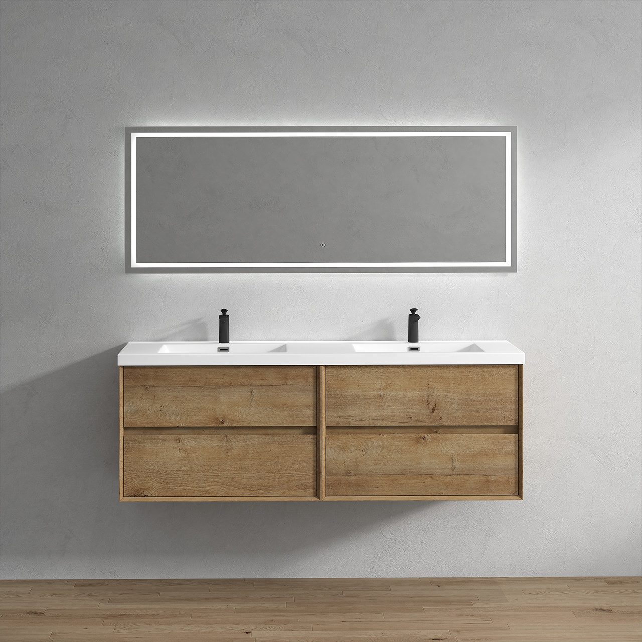 Kingdee 72" Floating Bathroom Vanity in White Oak by Moreno Bath Double Sink Vanities