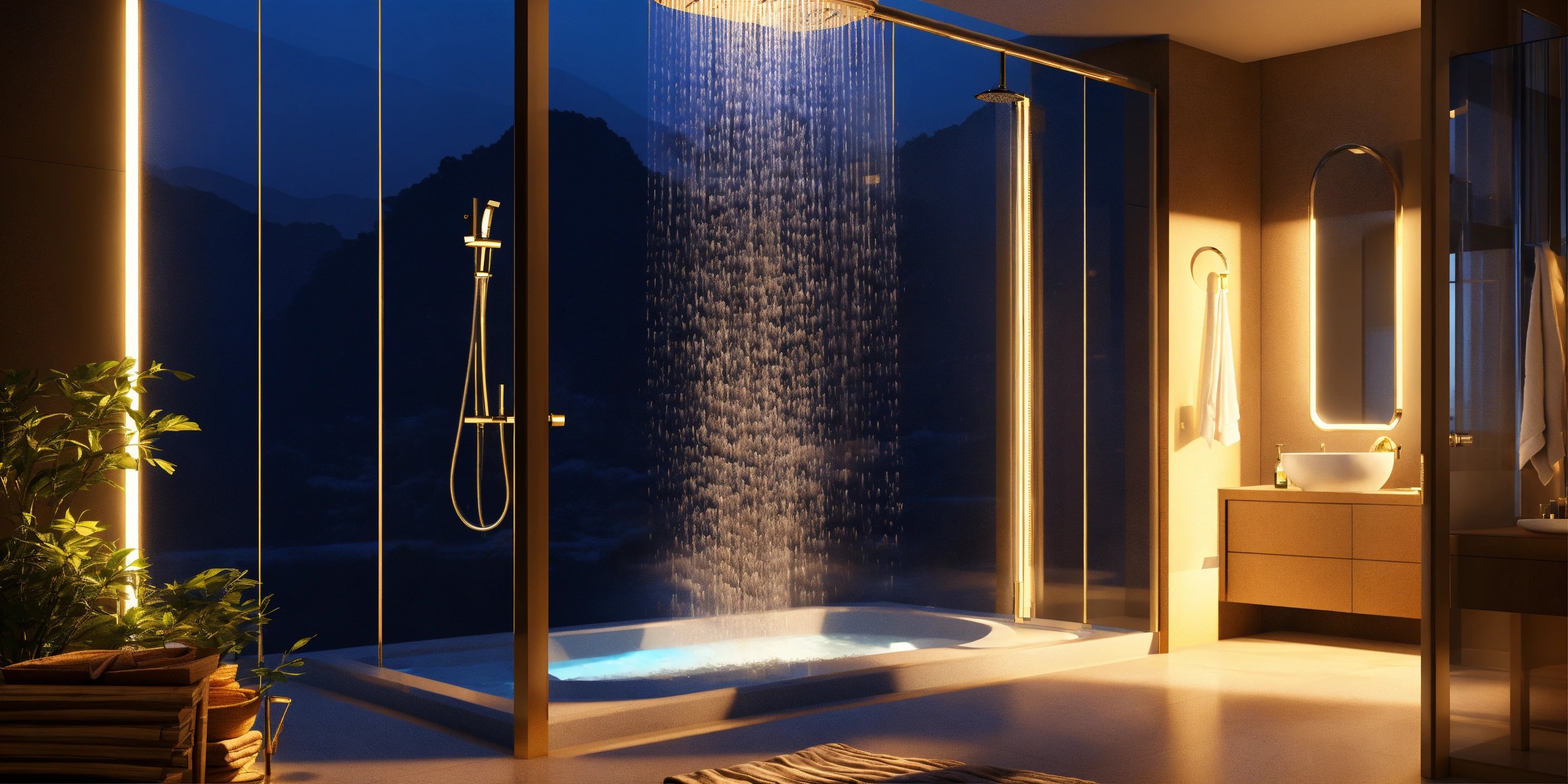 Smart High-Tech Minimal Modern Overhead Glass Shower Set | Moreno Bath Spa-Like Bathroom Fixtures