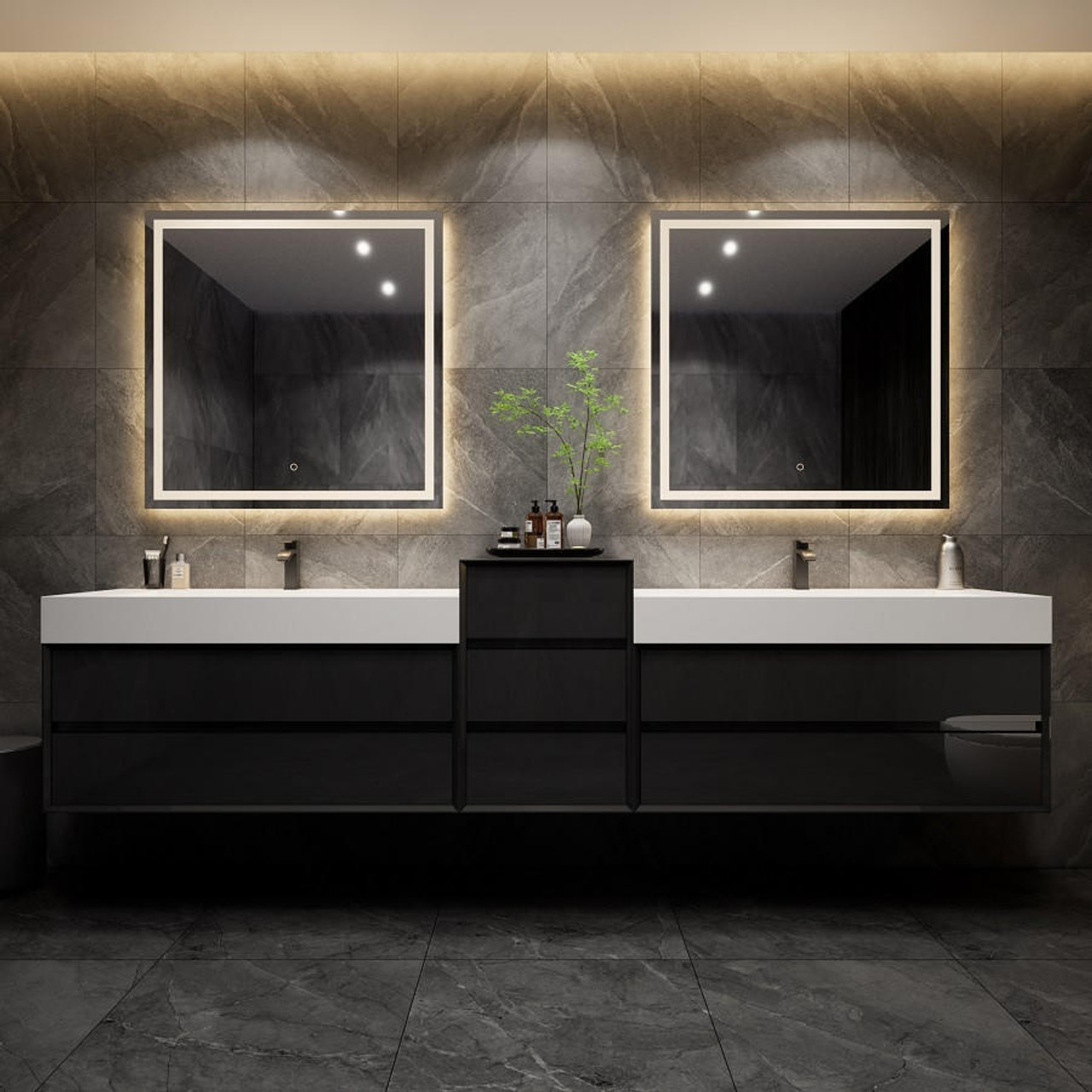 Max 116" Modern Floating Vanity in Gloss Black | Moreno Bath Modern Wall Mounted Vanities