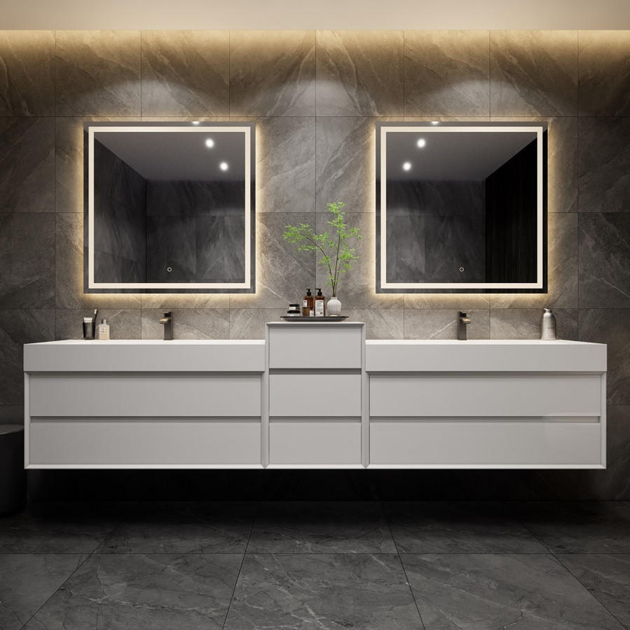 Max 116" Extra Wide White Vanity | Moreno Bath Modern Master Bathroom Vanities