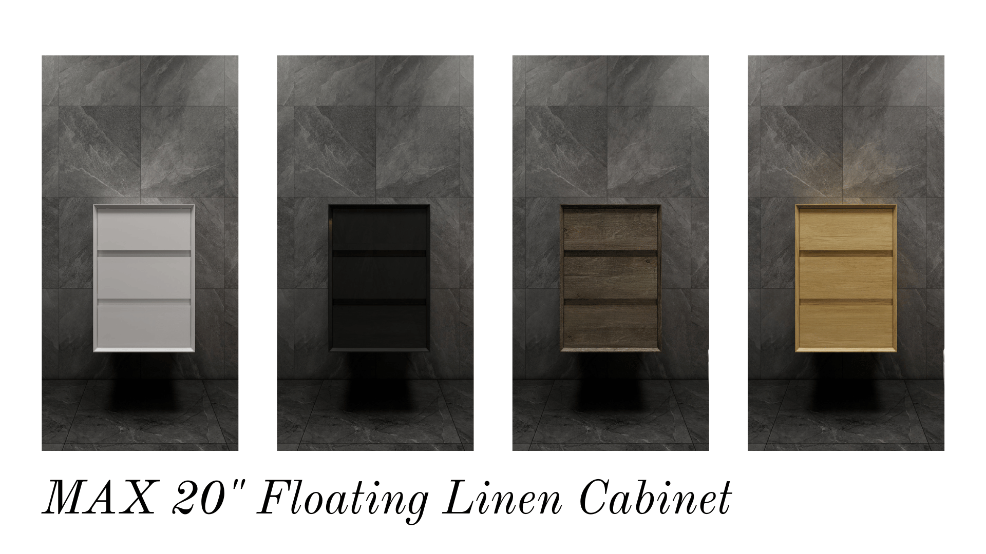 Max 20" Floating Wall Mounted Linen Cabinet | Moreno Bath Modular Wall Mounted Linen Cabinets