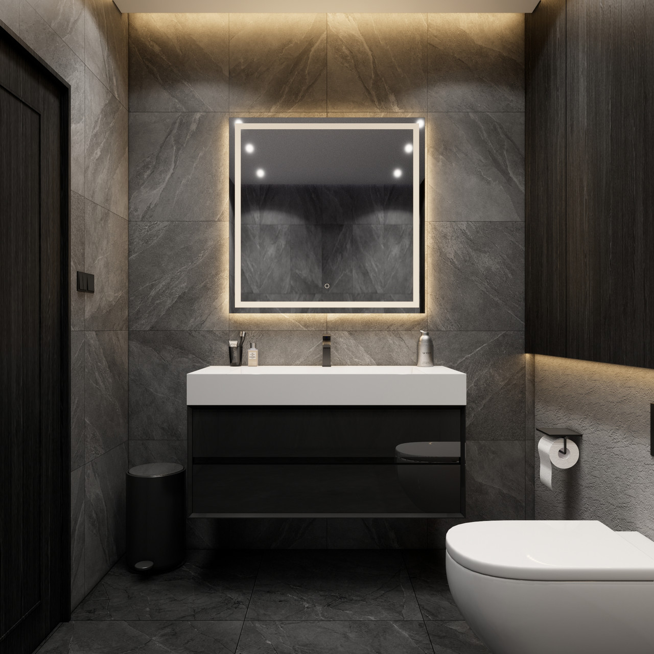 MAX 48" Wall Mounted Bath Vanity with 16 Acrylic Sink in Gloss Black | Moreno Bath Modern Vanities