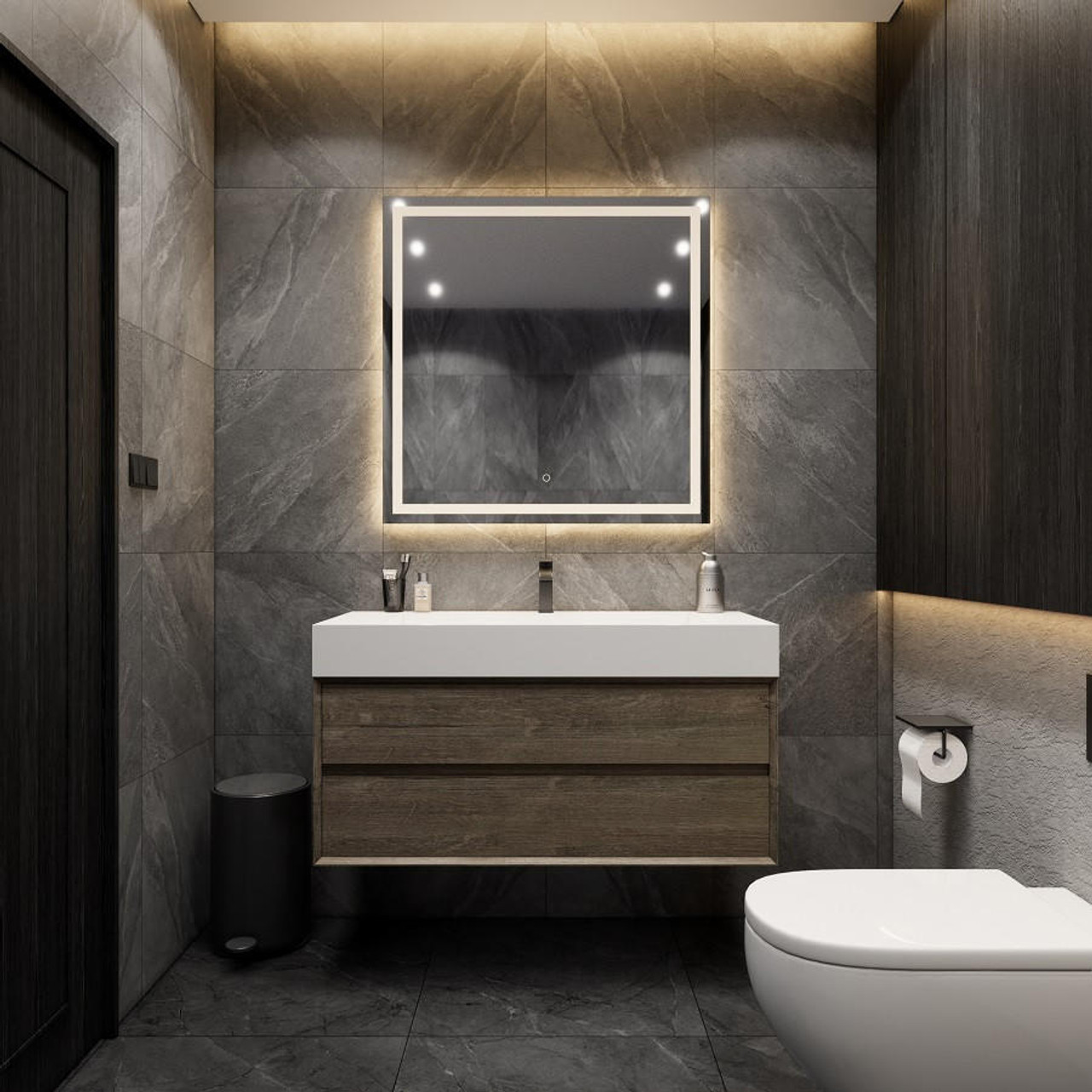 40 Modern Floating Bathroom Vanity Set With Single Sink White and  Black-Wehomz