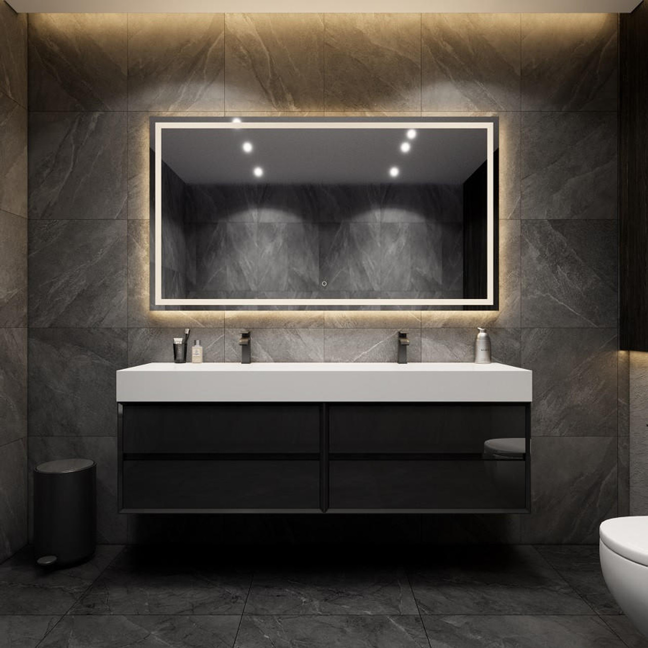 Max 72" Floating Modern Vanity in Gloss Black | Moreno Bath Modern Bathroom Vanities