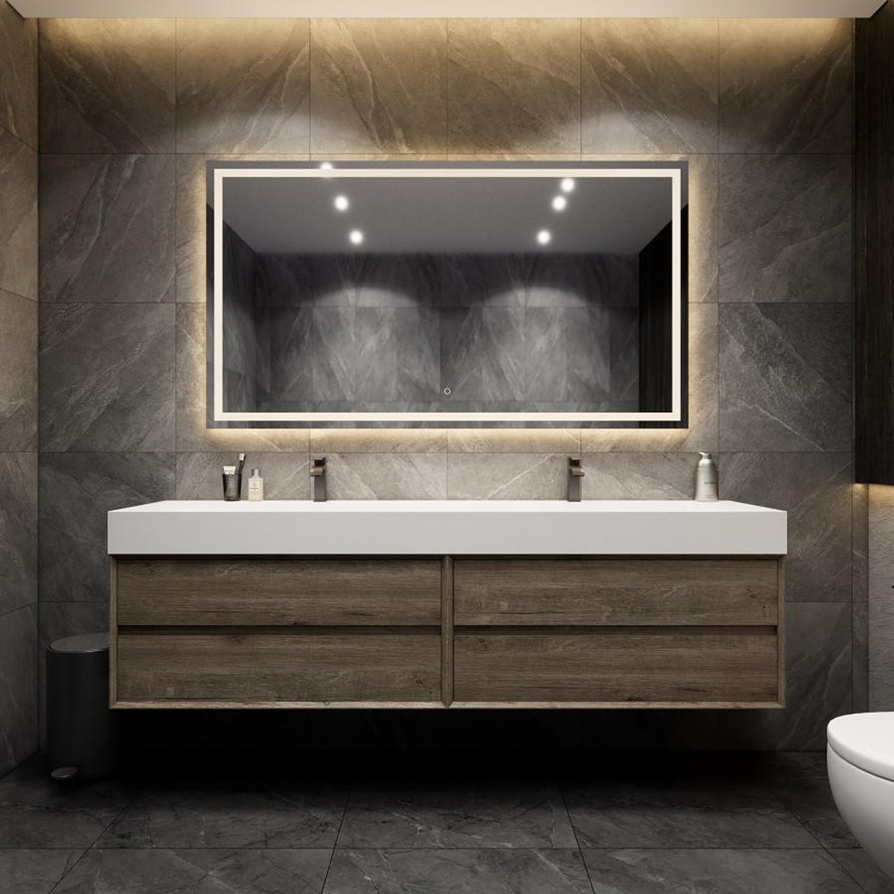 Max 84" Dark Gray Vanity in Dark Gray Oak | Moreno Bath Modern Dark Gray Vanities