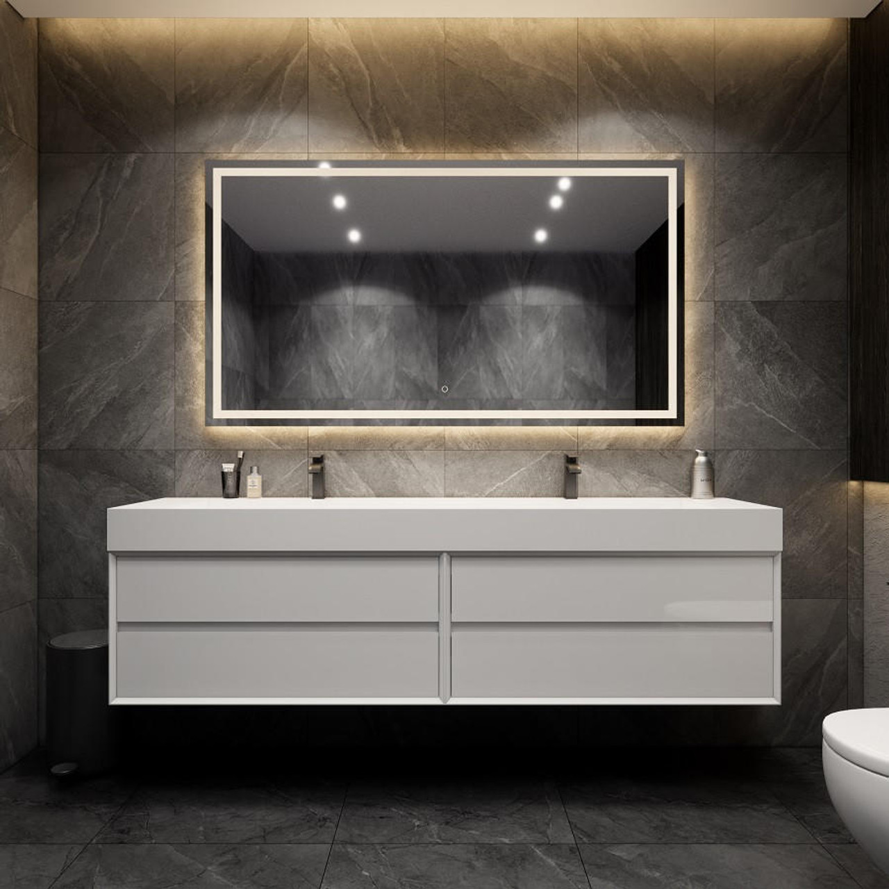 Max 84" Wide White Vanity | Moreno Bath White Master Bathroom Vanities