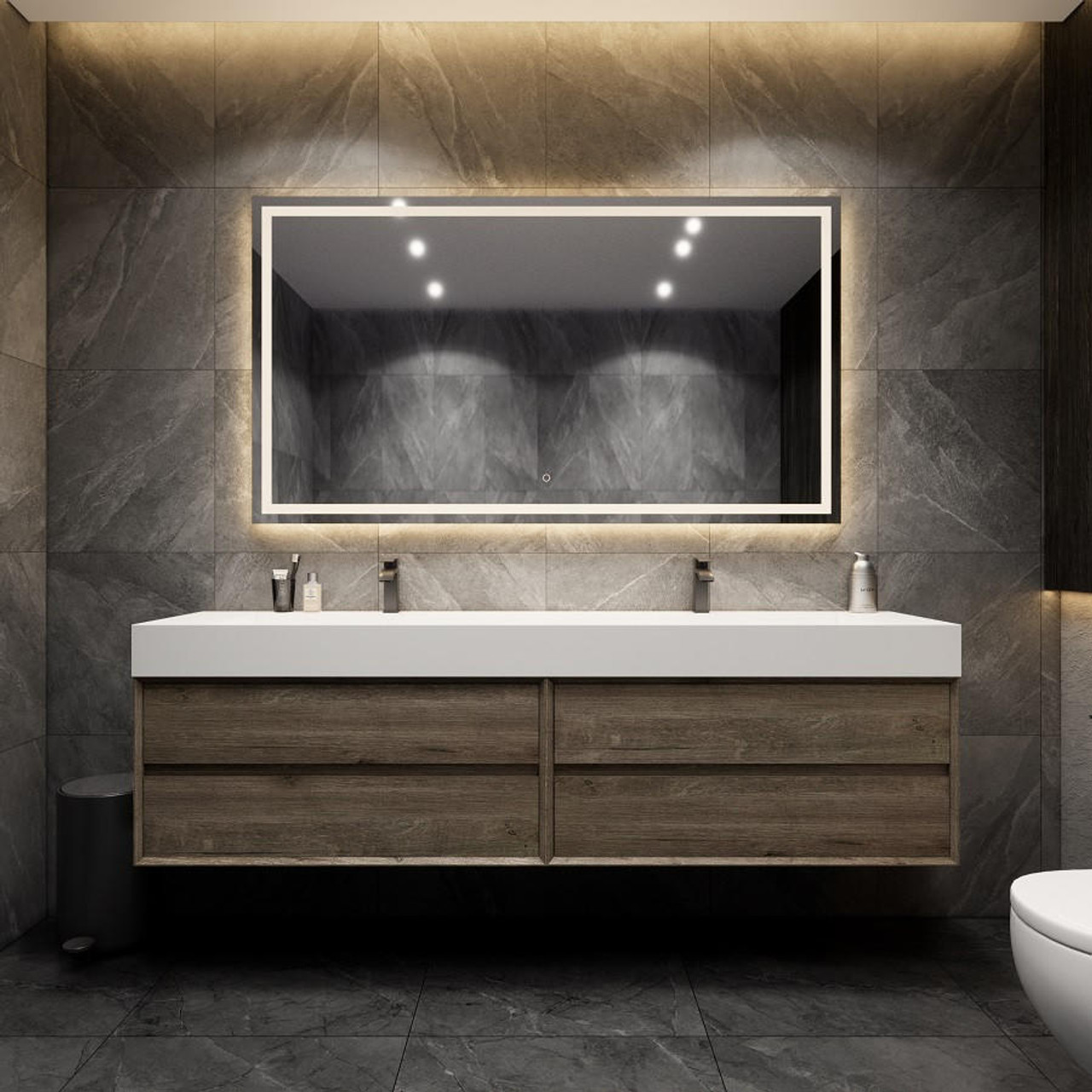 Max 84" Floating Modern Bathroom Vanity in Gray Oak | Moreno Bath Modern Floating Vanities