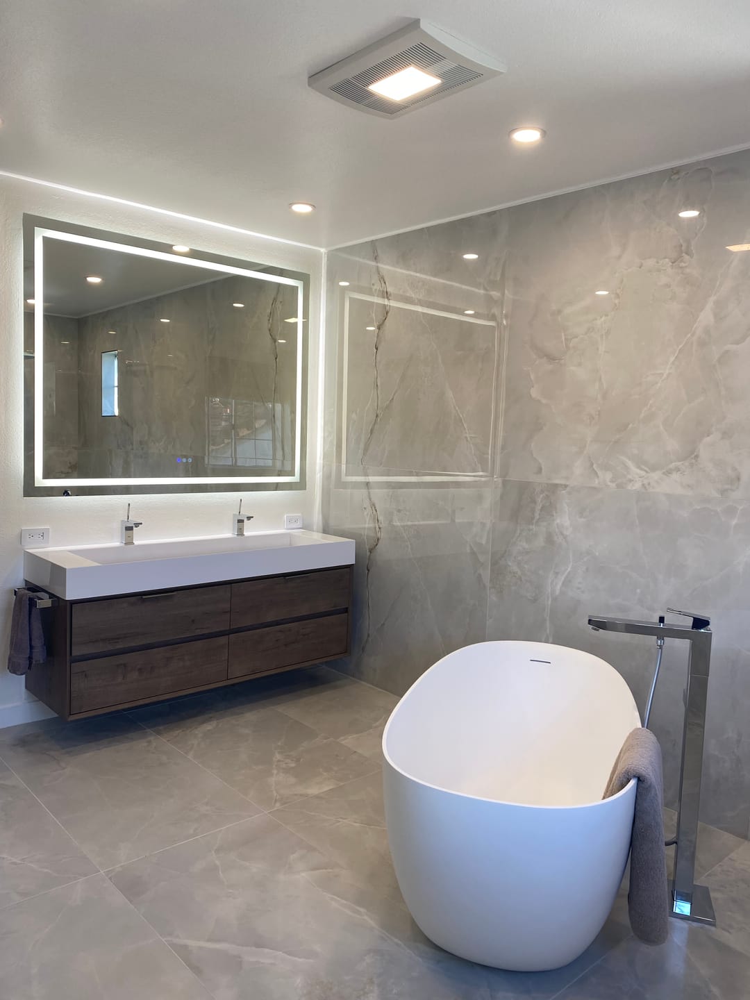 Max 60" Inch Double Sink Floating Bathroom Vanity in Gray Oak | Moreno Bath Modern Modular Bathroom Vanities