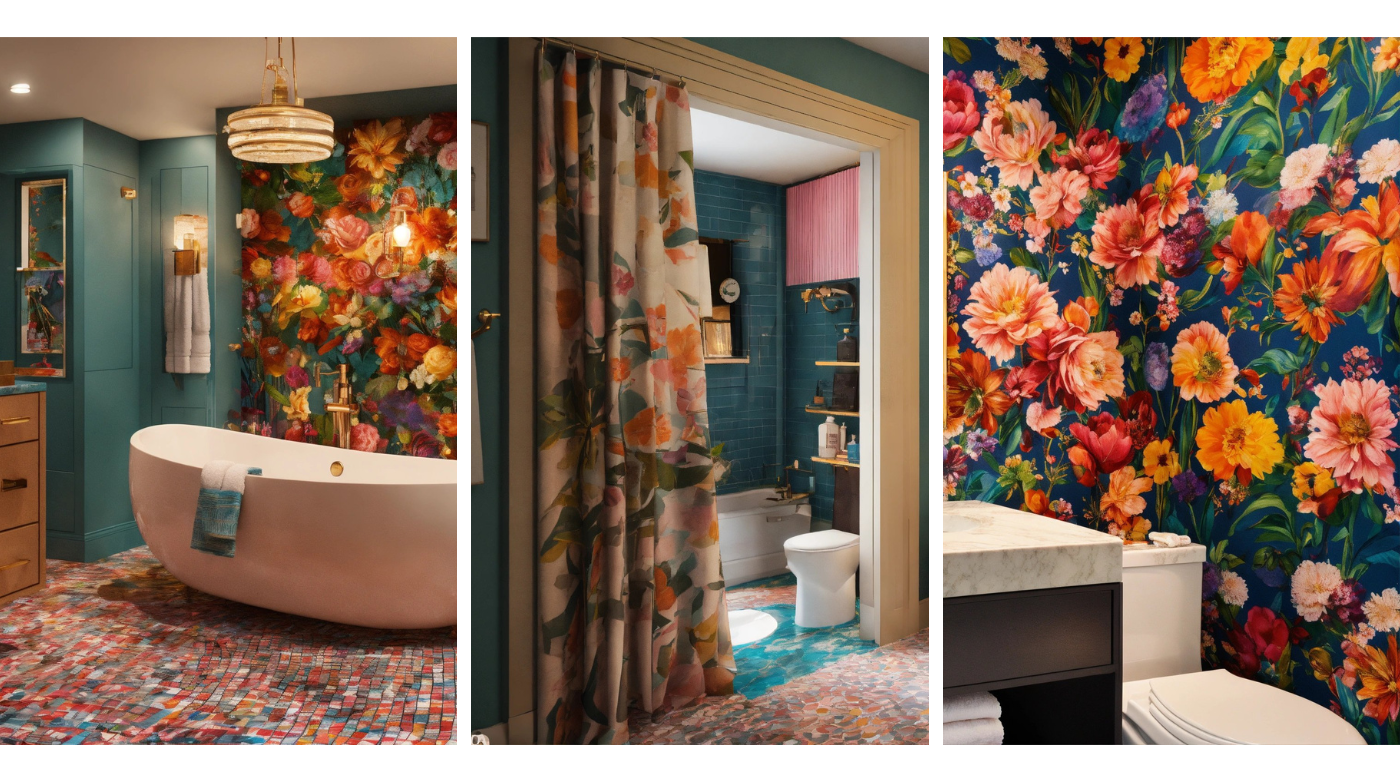 Bathroom Accent Pieces - Floral Bathroom Wallpaper Design and Inspiration | Moreno Bath Modern Vanities