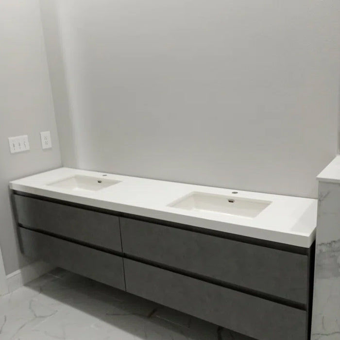 Bohemia 84" Modern Floating Bathroom Vanity in Matte Concrete Gray | Moreno Bath Gray Vanities