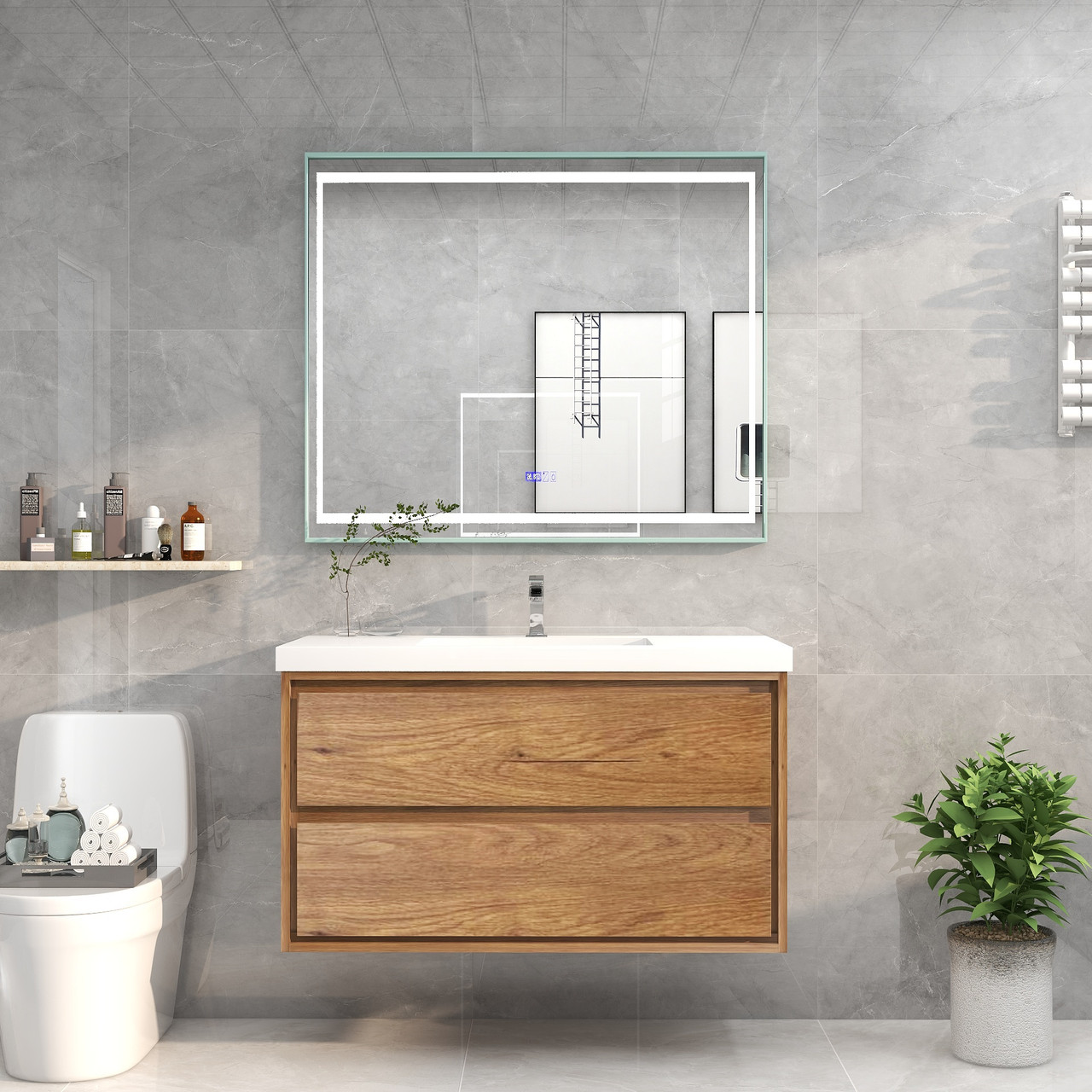 Sage 42" Wood Bathroom Vanity in Teak Oak | Moreno Bath Modern Wood Vanities 