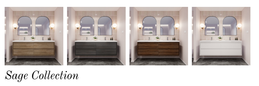 Sage Wall Mounted Bathroom Vanity Collection by Moreno Bath | White Oak Vanities