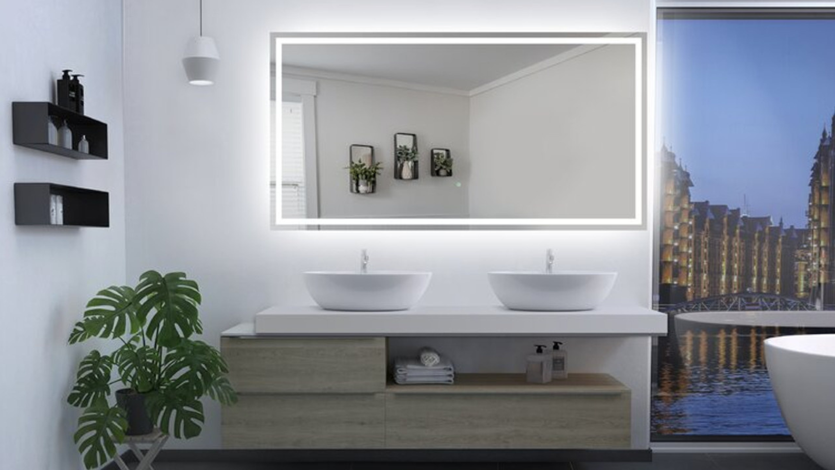 Twinkle 76" Polished Edge LED Lit Mirror for Bathroom Vanity | Moreno Bath LED Lit Vanity Mirrors