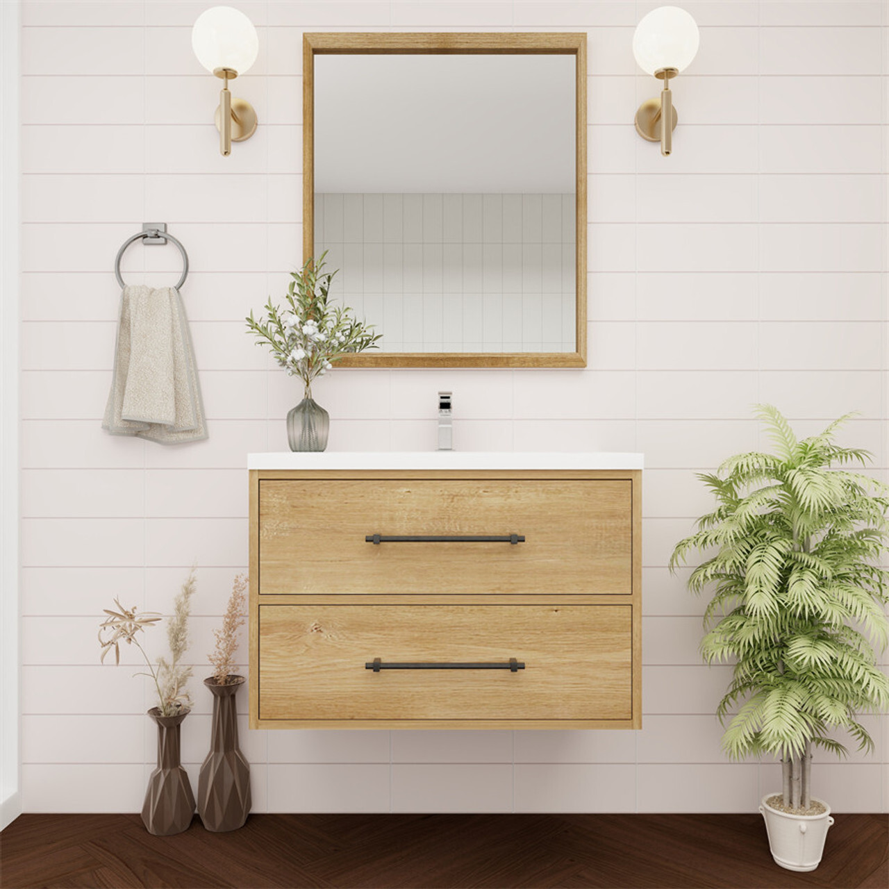 Victoria 30 Floating Bathroom Vanity in Oak by Moreno Bath Vanities