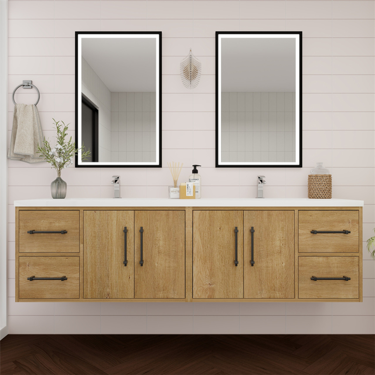 Victoria 72" Inch Vanity with Double Sink in Solid Wood Oak by Moreno Bath Traditional Solid Wood Bathroom Vanity