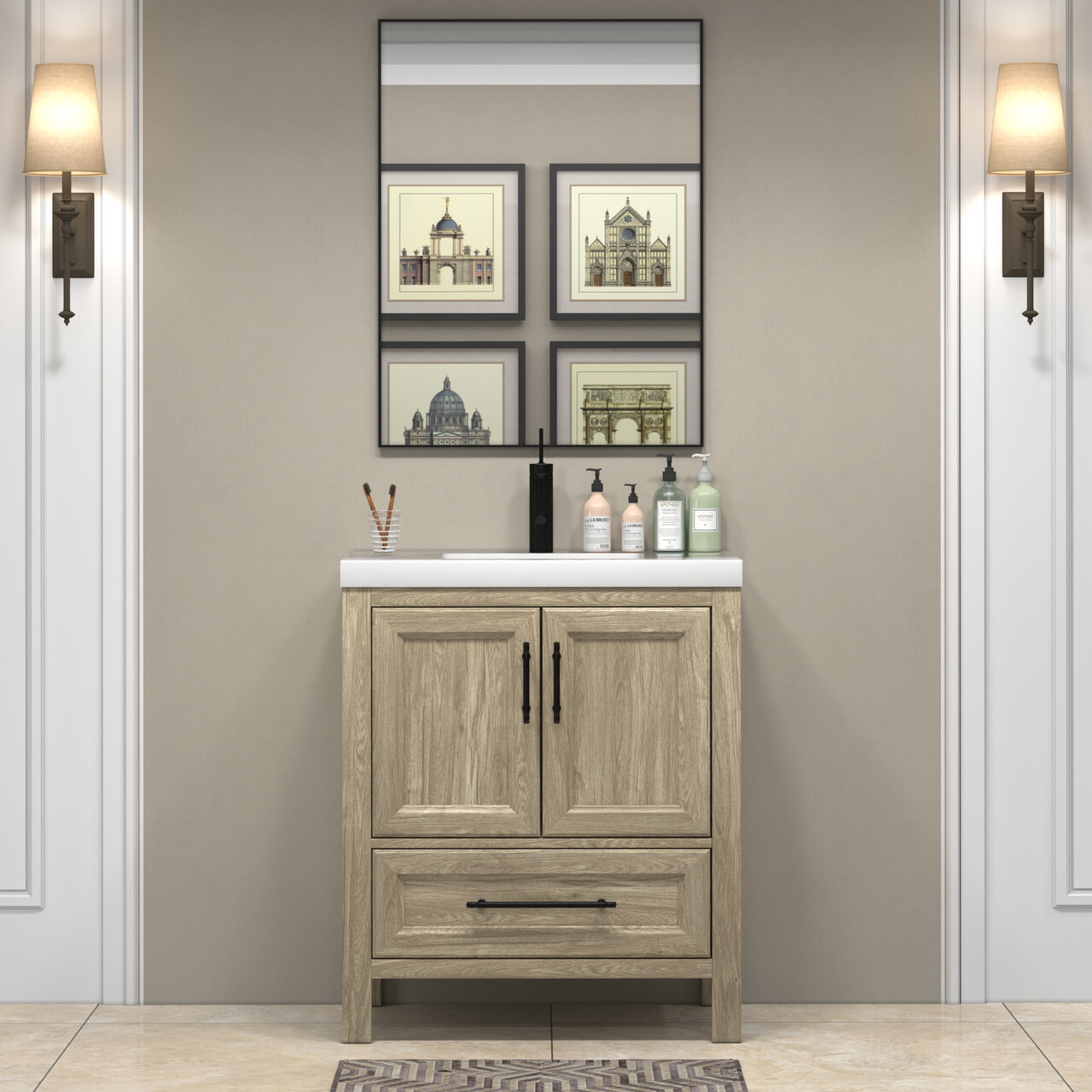 VIV 30 Inch Solid Wood Freestanding Vanity in French Oak by Moreno Bath
